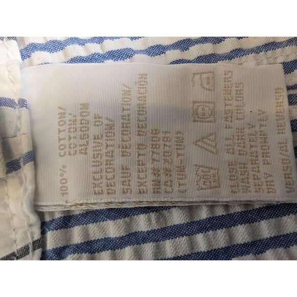 Tommy Hilfiger Skirt Women's Size 29 Blue White Pinstripe Mini 100% Cotton Butto - Picture 6 of 7